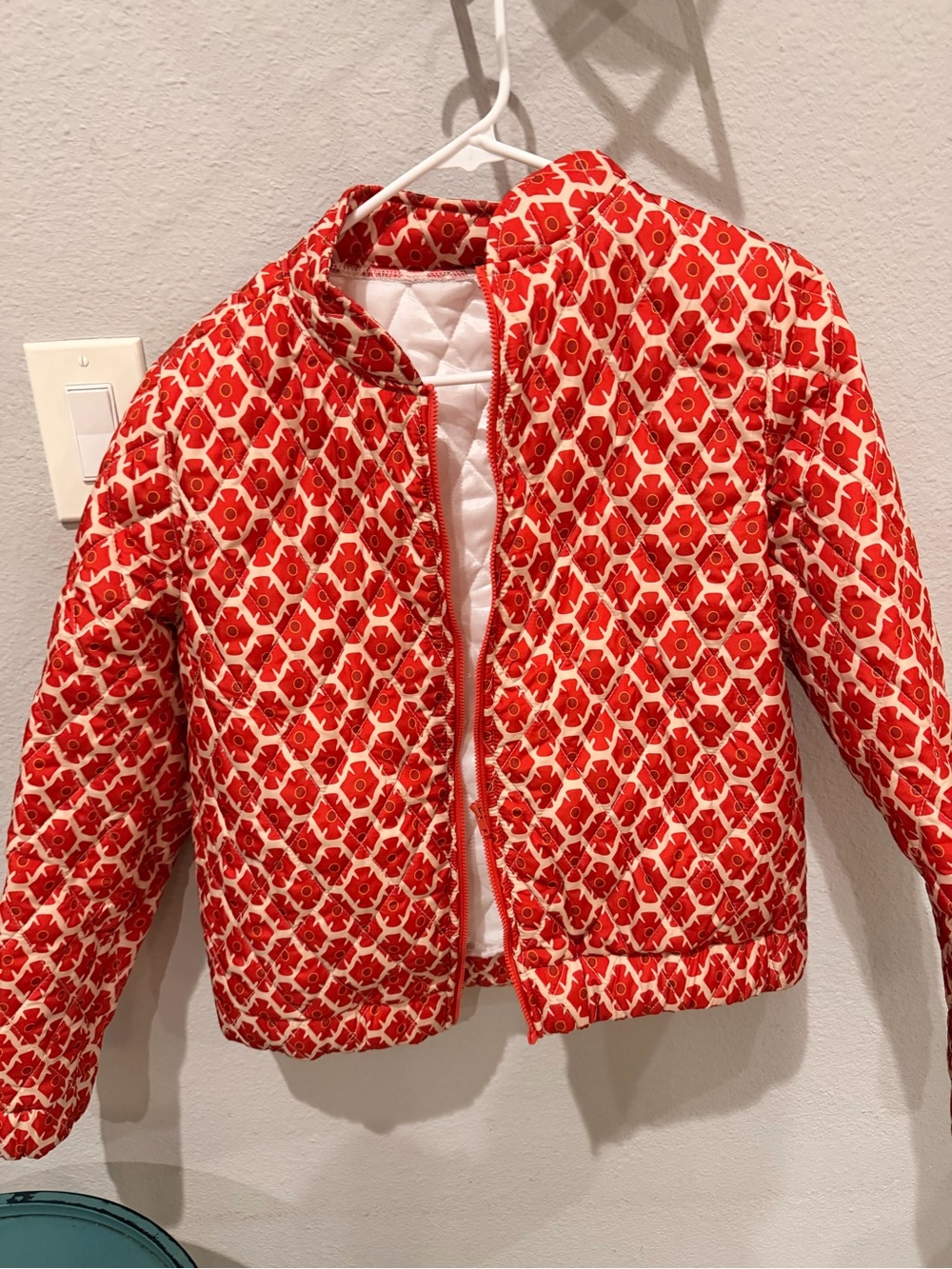 Source Unknown Red Patterned Quilted Jacket